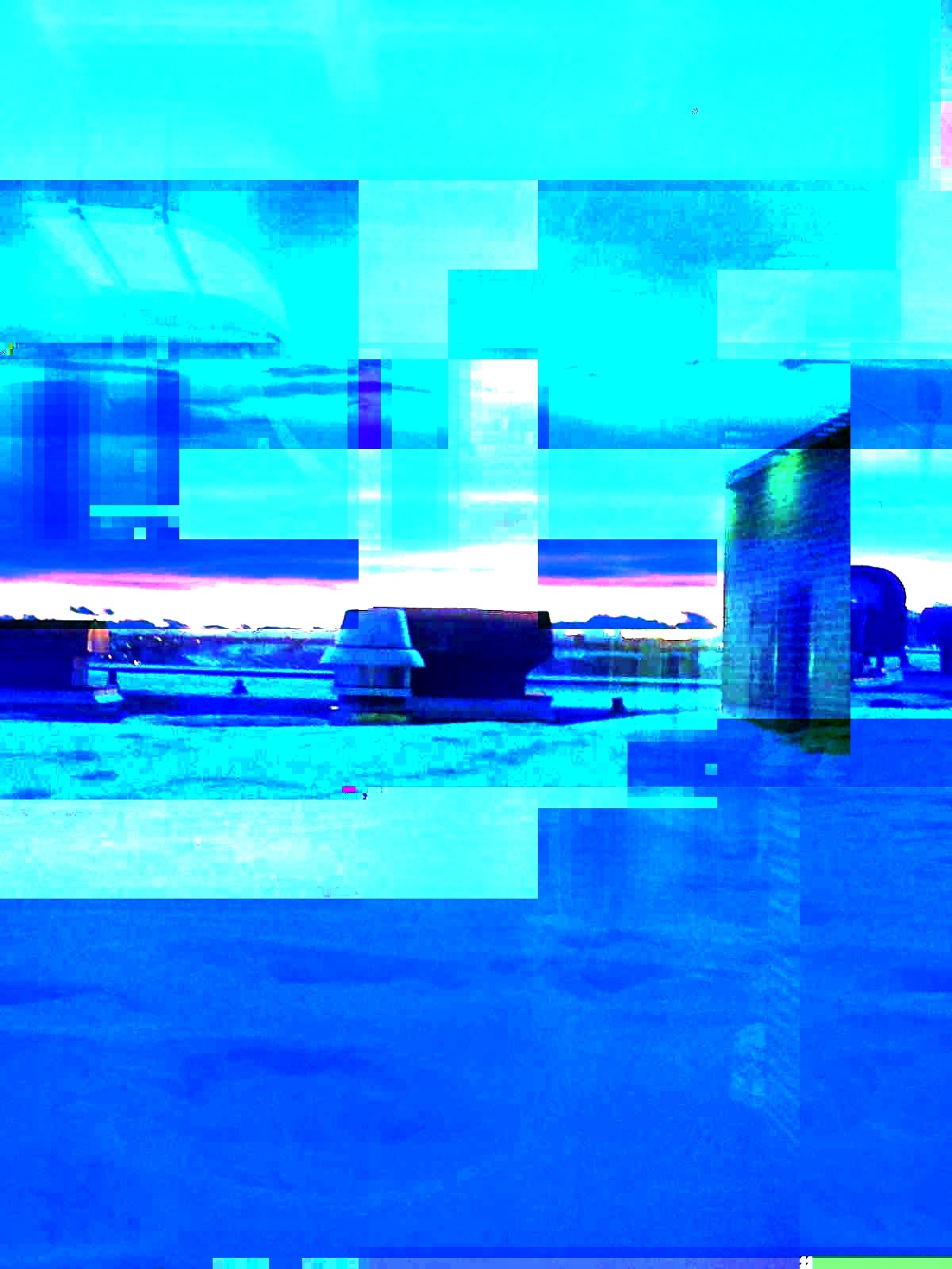 A glitch photo of a sunset.